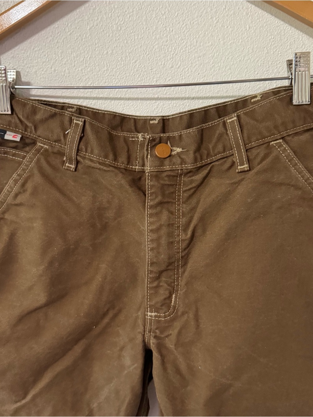 Carhartt FR Washed Duck Work Dungaree Pant Brown Fire Resistant Streetwear-32x30 - Picture 4 of 11